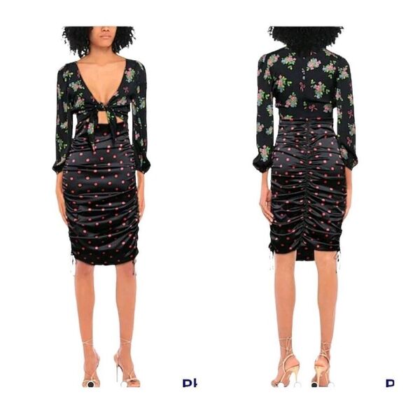 For Love & Lemons Wilson Print Ruched Mini Dress - Picture 2 of 6